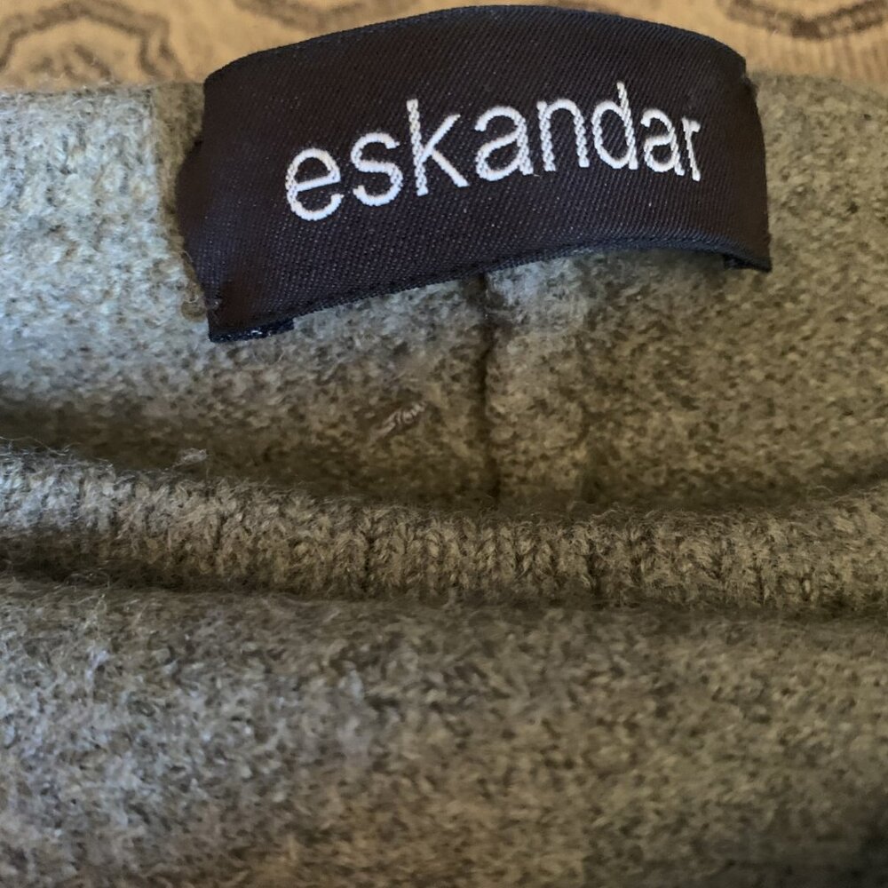 Green O/S Wool eskandar Crewneck Sweater with 3/4 sleeves